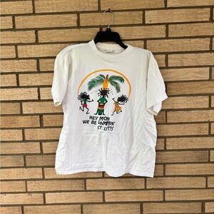 White Short Sleeve Tee with Colorful Graphic Design